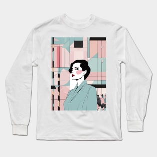 Hues of Enchantment Art Deco Patrick Nagel 80s Long Sleeve T-Shirt